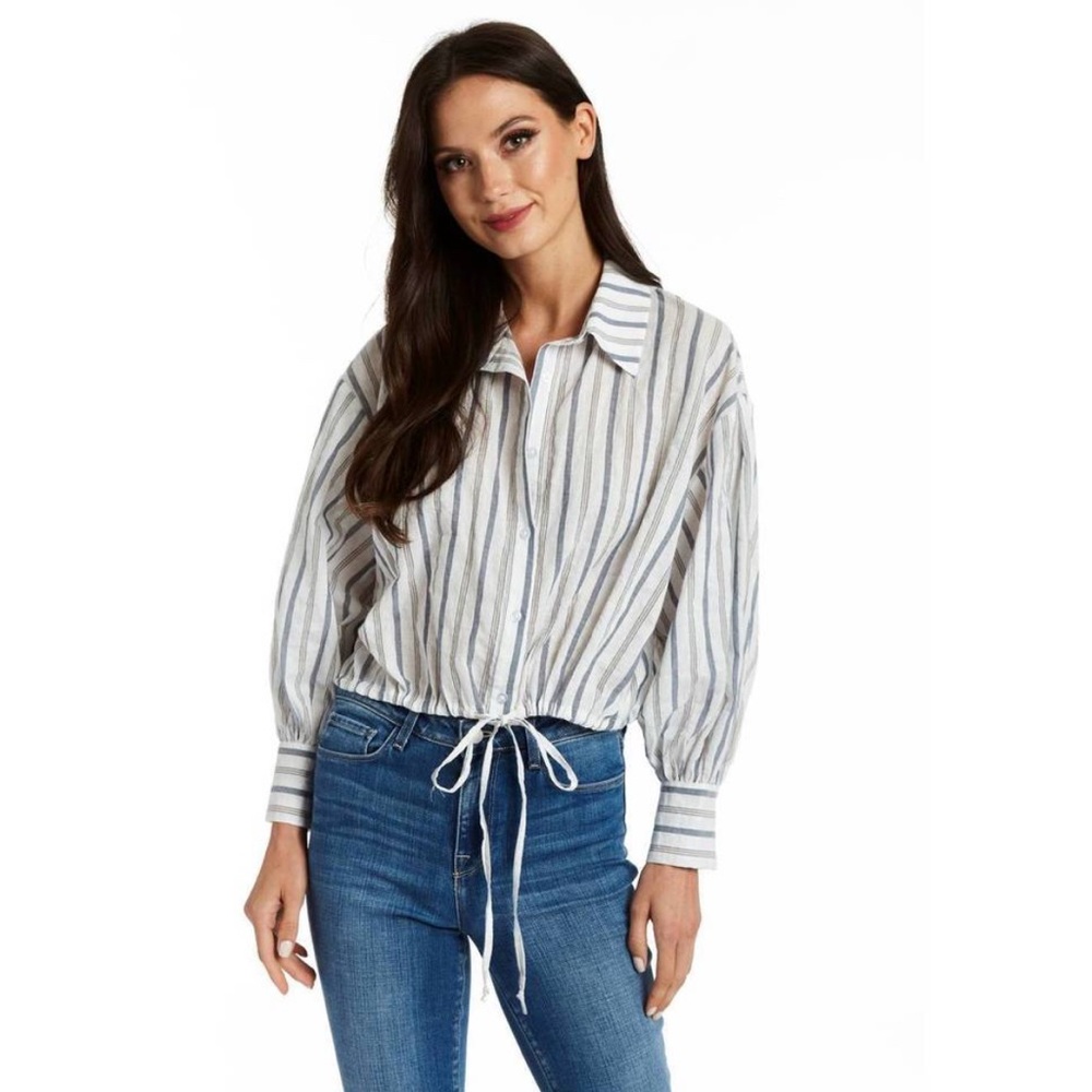 Drew Kylie Striped Tie Waist Top Long Sleeve Size Small